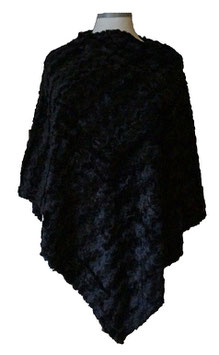 Kuschelfell Cape Poncho Schwarz (02136)