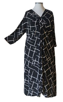 Kleid in A-Linie Schwarz Weiß Größe 48-58 (09706)