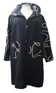 Wollimitat Mantel Black & White (07830)