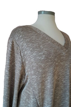 SunShine V-Ausschnitt Pullover in 6-Bahnen A-Linie Braun Melange (09047)