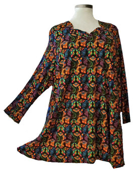 Bögenausschnitt Longshirt in Zauber-A-Linie MultiColor Würfel Black (04379)