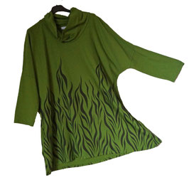 Flames TwoColor Baumwolle Shirt-Pullover Grün-Schwarz (02684)