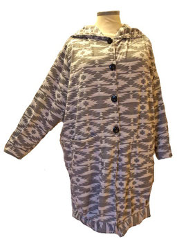 Leicht & Chic Mantel Jacke mit MiddleSize-Kragen Fluffy-Grau-Weiß (02374)