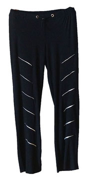 Stretchhose Leggings mit Schlitzen Black Silver Größe 46-54 (08088)