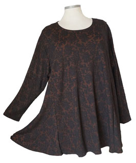 Edel! 3D-Aufsatz Spitze SunShine Shirtpulli in 6-Bahnen A-Linie Schwarz-Terra (06082)