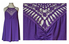 Spitzenstick-Ausschnitt Tunika-Kleid-Longtop-Neglige Violet (05604)
