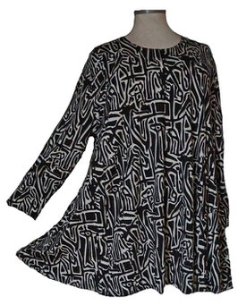 Langarmshirt in A-Linie Schwarz-Weiß (03810)