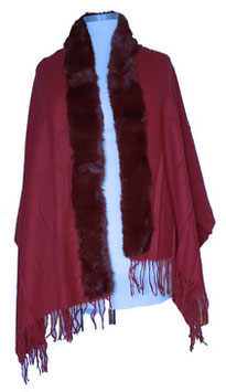 Kuschelfell Stola Schal Bordeaux (07015)