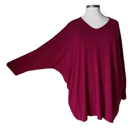 Weich & Wohlfühlwarm Pulli mit V-Ausschnitt Beere 48-58+ (03016)
