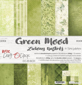 Craft O'Clock Paper Pad Basic - Green Mood 12x12"