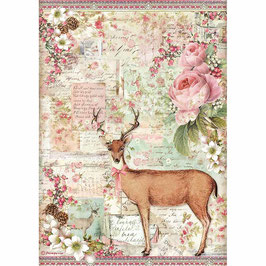 Stamperia Reispapier A4-Pink Christmas DFSA4474