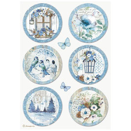 Stamperia Reispapier A4-Blue Land DFSA4788