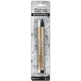 Distress Watercolor Pencil - Picket Fence & Black Soot