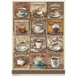 Stamperia Reispapier A4-Coffee and Chocolate DFSA4822