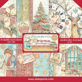 Stamperia Paper Pad 8x8"  - Christmas Greetings "SBBS86"