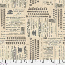 Free Spirit Fabrics by Tim Holtz Baumwollstoff "Neutral Typewriter"