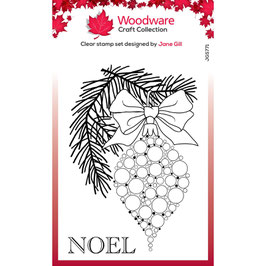 Woodware Stempel - Bauble and pine Branch