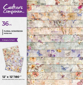 Crafter's Companion Pearl Paper Pad - Floral Scrapbook 12x12"