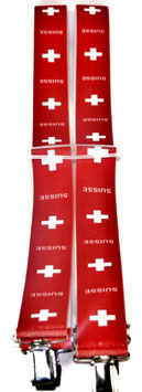 Hosenträger 4 Klips X-Form rot weiß Schweiz