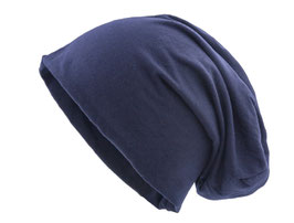 JERSEY BEANIES 2-LAGIG BEANIE LONG LANG TOLLE QUALITÄT DUNKELBLAU NAVY WINTERMÜTZE SLOUCHES