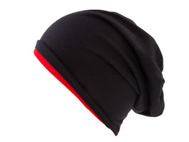 Wendemütze schwarz-rot reversible Beanie Mütze