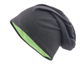 Wendemütze Schwarz-Grün  reversible Beanie Mütze