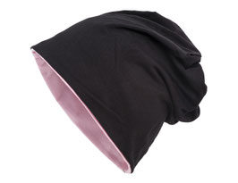 Wendemütze Schwarz-Rosa reversible Beanie Mütze