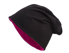 Wendemütze schwarz-pink reversible Beanie Mütze