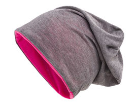 Wendemütze Grau-Pink reversible Beanie Mütze