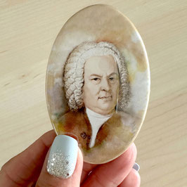 Johann Sebastian Bach Magnet, oval, edle glänzende Oberfläche