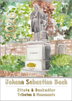 Bach-Kalender „Johann Sebastian Bach – Zitate & Denkmäler“ 2026, DIN A3