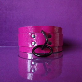 Candy Collar - Pink Glitter Leather Collar