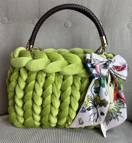 Grobstricktasche Samt/Velvet Pistazie