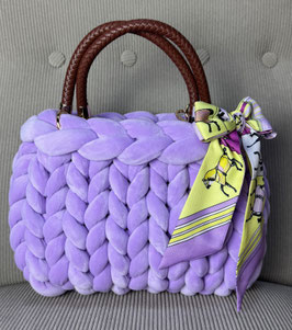 Grobstricktasche Samt/Velvet Violett
