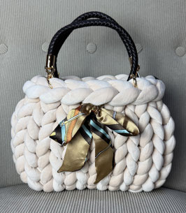 Grobstricktasche Samt/Velvet Beige