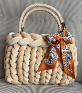 Grobstricktasche Samt/Velvet Khaki