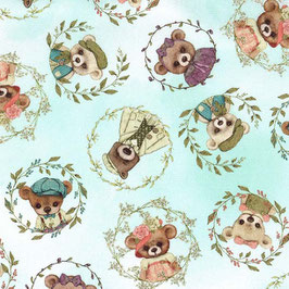 DDC12284 BEAR FAMILY PORTRAITS OSOS EN ORLAS FONDO MENTA