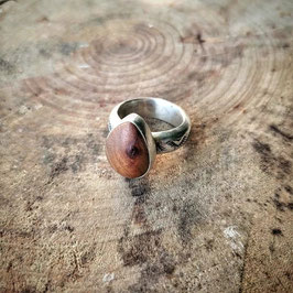 BAGUE ARGENT/CERISIER T.53