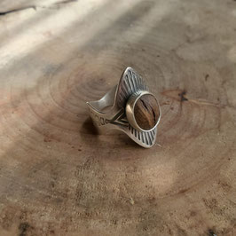 BAGUE ARGENT/FRÊNE T.56.5