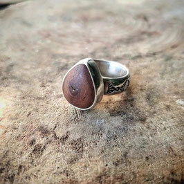 BAGUE ARGENT/CERISIER T.50
