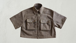 Washed Suede Boxy Overshirt