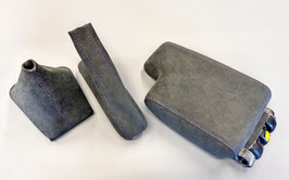 BMW E36 Schaltsack Handbremsmanschette Mittelarmlehnenbezug in Original Alcantara Naht violett