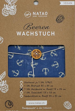 Beerenwachs Nussbeutel m. Knopf, Anker (14x24)