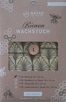 Bienenwachstuch Brotsack (40 x 40 cm) mit Knopf zum zuschnüren Sujet Überraschung