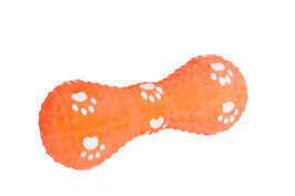 Latexspielzeug, Knochen und Hantel L:16 cm B:6 cm H:6 cm orange