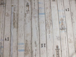 Dekostoff in Holzoptik mit Leuchttürmen