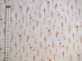 Musselin mit kleinen Blumen und Blättern