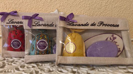 SET aus Lavendelseife + Lavendelsäckchen + Seifenhalter