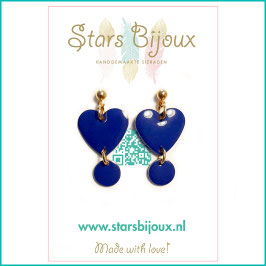 Oorbellen emaille blauw / goudkleurig