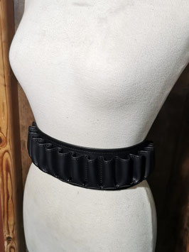 CARTOUCHIERE EN SIMILI-CUIR NOIR - CALIBRE 12 - DISPO PRETE A PARTIR